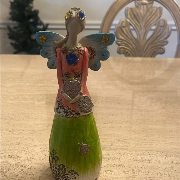 Jim Shore Bejeweled Angel Figurines with Blue and Green Wings - Picture 2 of 5